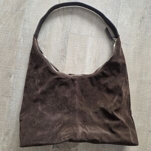 Brown Suede Hobo Bag